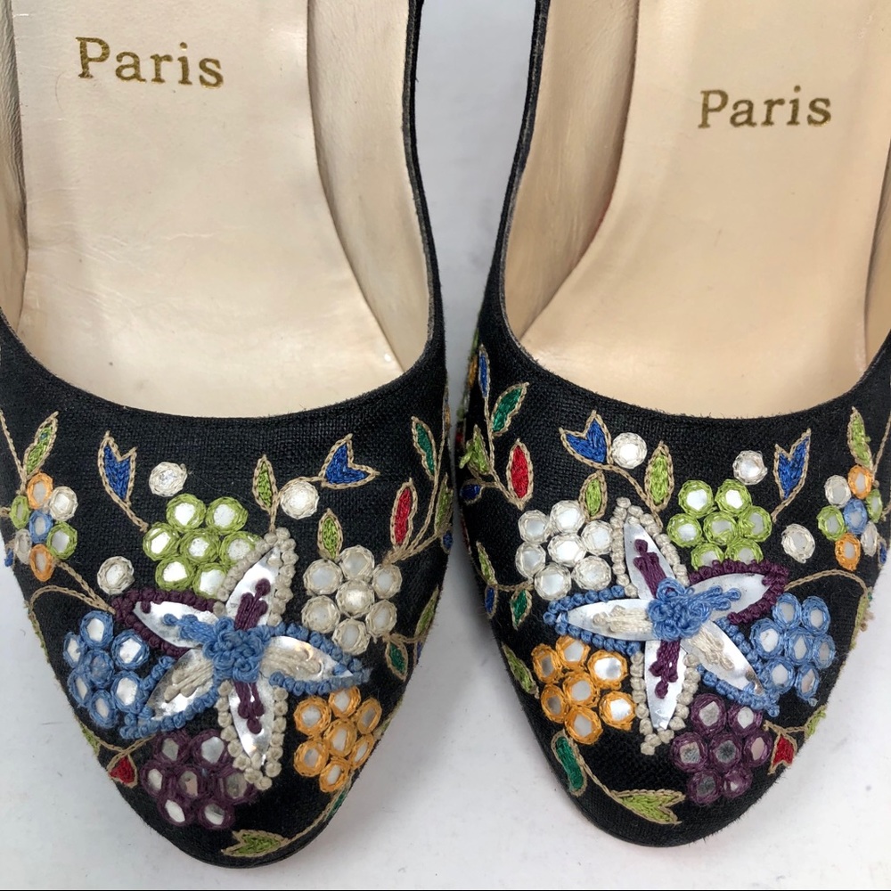 ✨LOUBOUTIN✨ WOWWW!!! Embroidered “Miss Clichy” 37